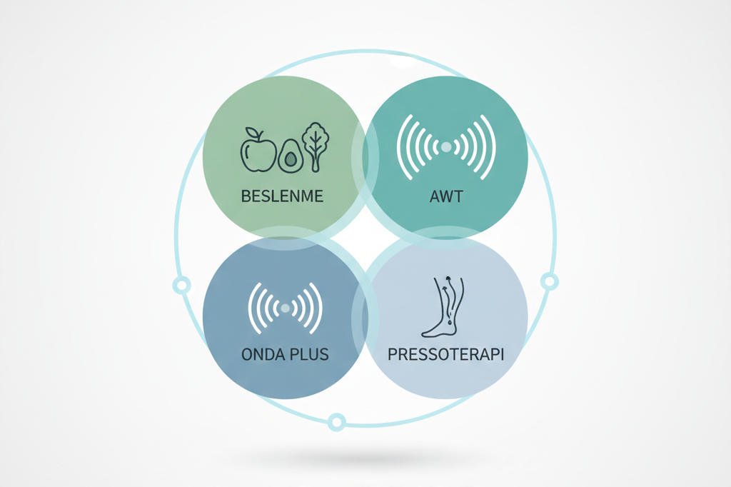 Diyet programı, AWT, soğuk dalga terapisi ve pressoterapi ile 4 boyutlu lenfodem tedavisi
